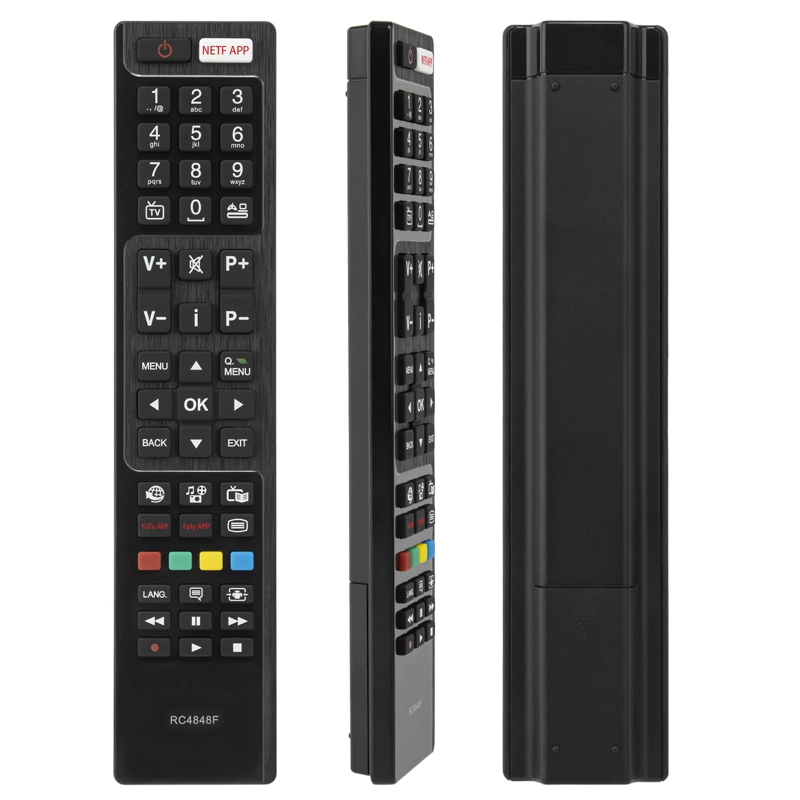 Universal Replacement RC4848F Remote Control for Hitachi/Polaroid/Luxor/Bush Smart TV Remote Control, with 3 Popular Shortcut Buttons - No Setup Required, No Instructions