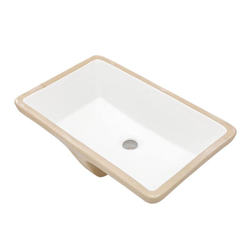 Lordear Undermount Bathroom Sink 21x13 Inch Bathroom Vanity Sinks Undermount Rectangle White Porcelain Ceramic Bathroom Under Counter Lavatory Basin with Overflow