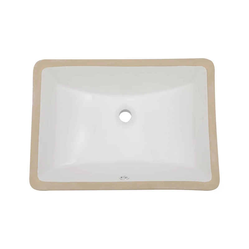 Sarlai Undermount Rectangular Vessel Sink - 21 x 15 inch Modern White Ceramic, Vanity Sink Art Basin with Overflow, Interior Bowl Size 19" x 13"