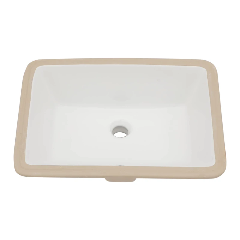 Sarlai Undermount Bathroom Sink - 20 x 14.5 inch Rectangular Vessel Sink White Undermount Sink Modern Ceramic Rectangle Sink, Under Counter Vanity Sink Art Basin with Overflow