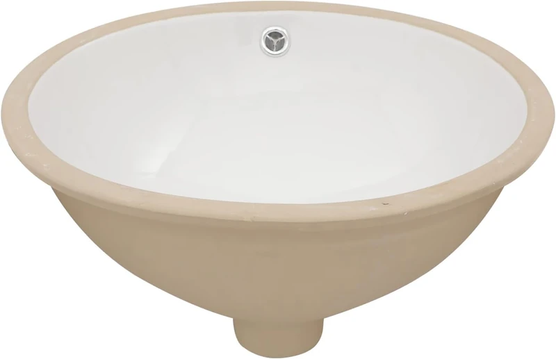 Sarlai Oval Vessel Undermount Bathroom Sink - 18x15 Inch, White Ceramic, Modern Art Basin, 16.25"x13.25"x5.5" with Overflow