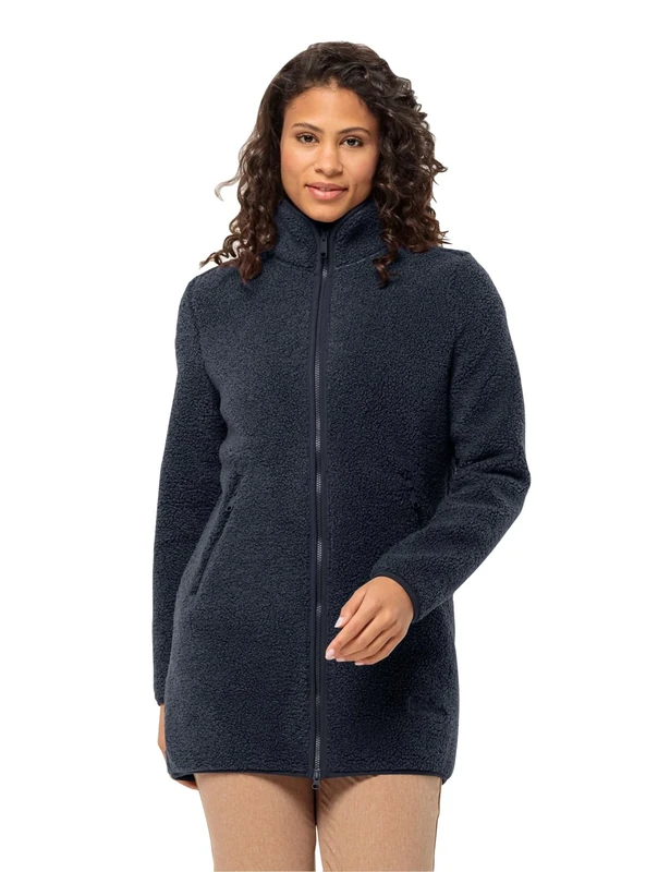 Jack Wolfskin Women's High Curl Coat W Fleece Jacket, Night Blue, XL