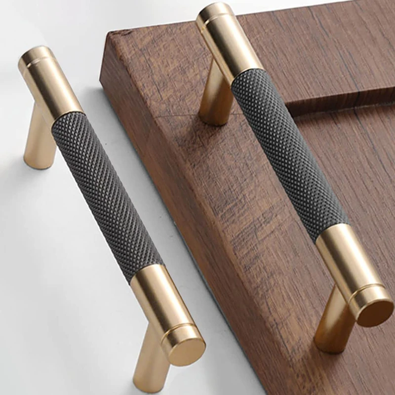 Gutuwellea 20 Pack 3 3/4 Inch 96 mm Gold and Grey Cabinet Handles Cabinet Pulls Aluminum Handles Knurled Drawer Pulls Oxidation Finish with Diamond Pattern 5" Length (3.75" Hole Center)