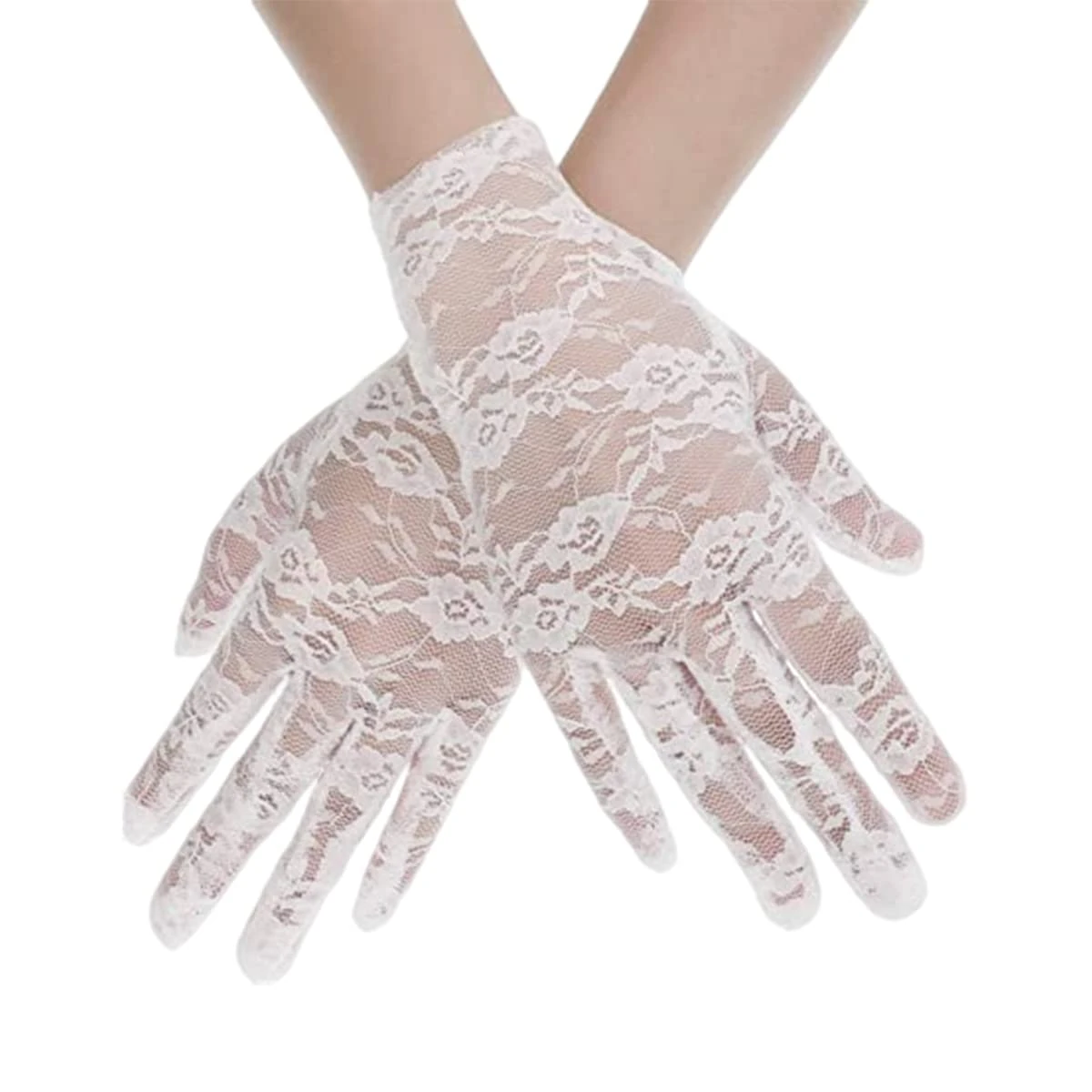 Morices Women's Elegant Lace Gloves, White Floral Lace Vintage Opera Gloves for Women & Girls, One Size Fits Most, Soft Lace & Fine Workmanship, Perfect for Evening, Wedding, Tea Party, Prom, Cosplay