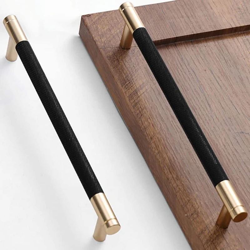 Gutuwellea 20 Pack 7 1/2 Inch 192 mm Gold and Black Cabinet Handles Cabinet Pulls Aluminum Handles Knurled Drawer Pulls Oxidation Finish with Diamond Pattern 8.6" Length (7.5" Hole Center)