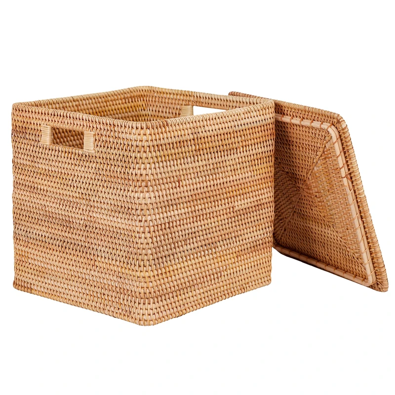 FIYAMMY Rattan Basket With Lid (35×35×35)…
