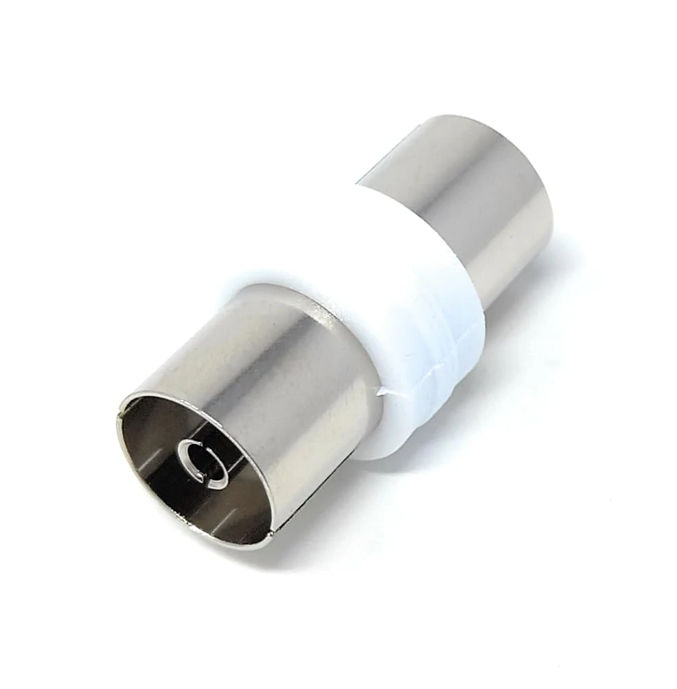 DRUT 1pcs TV Aerial RF Lead Coupler Female to Female Socket Coaxial Connector, Coaxial Cable Adapter, Gender Changer (White Nickel)