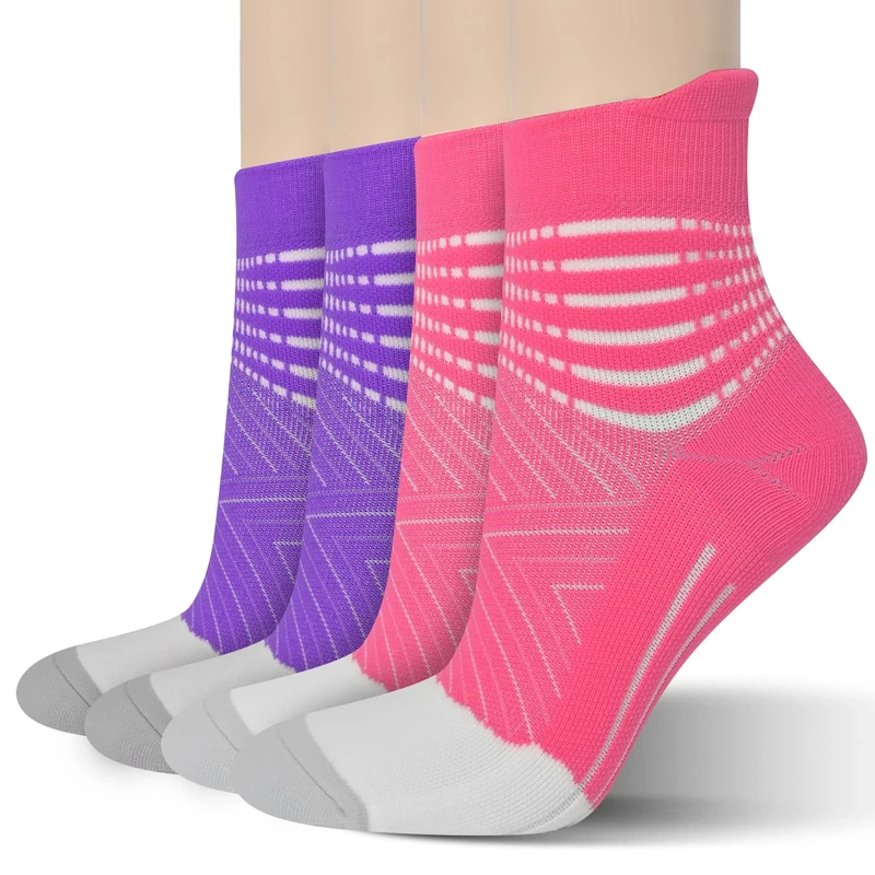 IRAMY Compression Ankle Support Running Socks for Women Men Coolmax Wicking Athletic Cushioned Plantar Fasciitis Socks