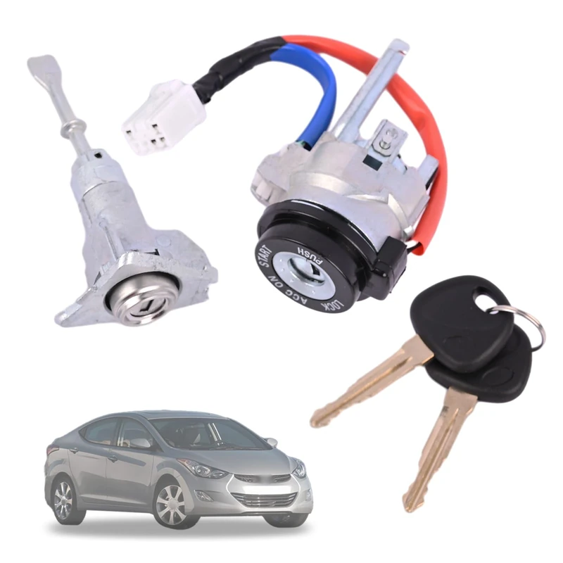 Getfarway Car Full Lock Cylinder Set 81970-3XA00 Compatible with Hyundai Elantra 2011 2012 2013 2014 2015 2016 1.8L 2.0L 1 x Ignition Switch / 1 x Front Left Door Lock / 2 x Universal Keys - Image 1