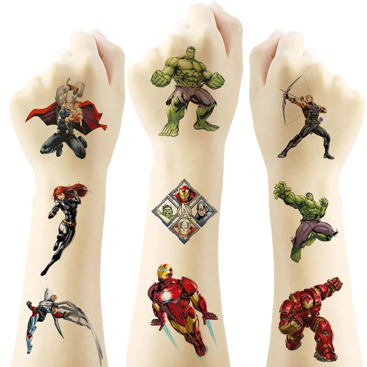 Marvel Avenger Friends Temporary Tattoo for Kids, 20 Sheets Big Children's Temporary Tattoo Body Art Tattoo Stickers,Goody Bag Stuffers Party Bag Fillers (2x2 Inch) …