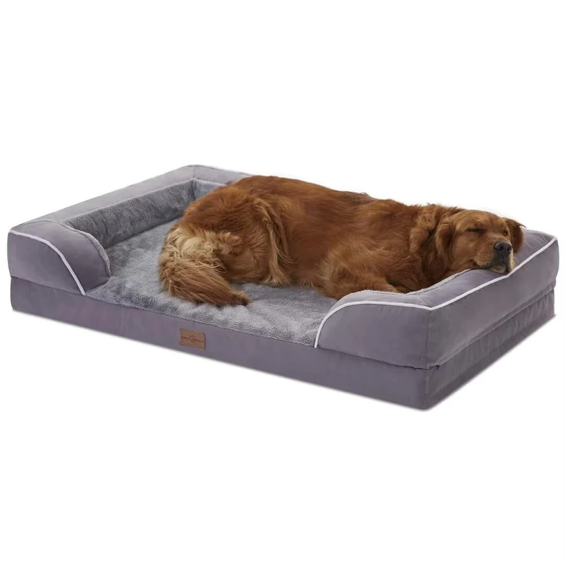 Comfort Expression Waterproof Orthopedic Foam Dog Beds for Extra Large Dogs Durable Dog Sofa The Pet Bed Washable Removable Cover with Zipper and Non-Slip Bottom Bolster