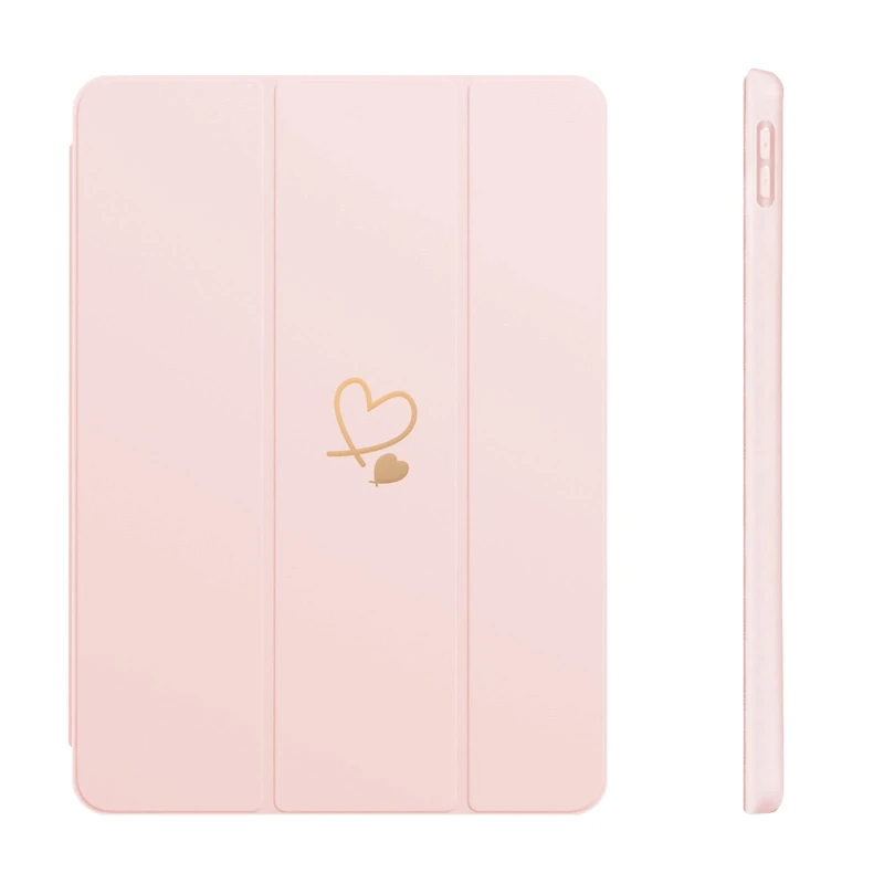 Fycyko Compatible for iPad 10.2 Inch Case, iPad 9th/8th/7th Generation 2021/2020/2019 Case with Pencil Holder & Tip Cover, Women Girls Cute Love Heart Pattern Protective Case,Pink