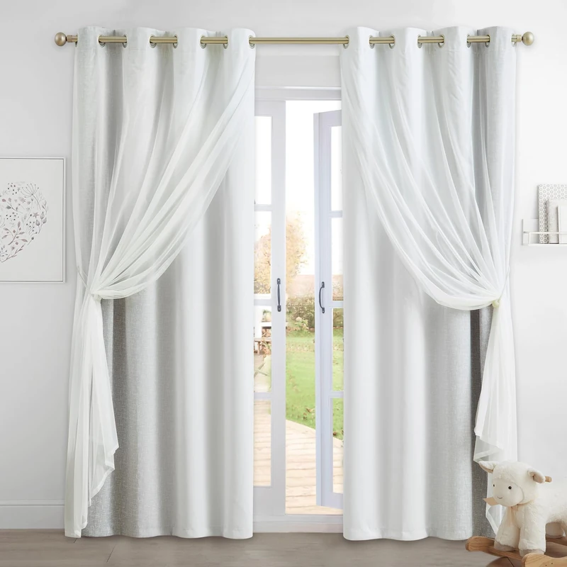 Geomoroccan Ombre 100% Blackout Curtains Bedroom Grey White 52x96 2 Panels