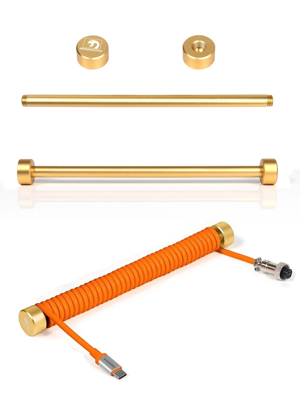 MAMBASNAKE RC01 Custom Fixed Rod for Mechanical Keyboard - CNC Aluminum Winder, Cable Management Pole, Aviator Metal Weight Bar, 7.68In Length - Gold