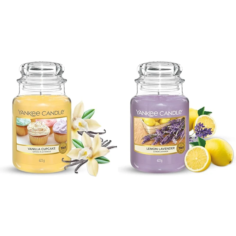 Yankee Candle Scented Candle | Vanilla Cupcake & Lemon Lavender Large Jar Candle | Up to 150 Hours Burn Time