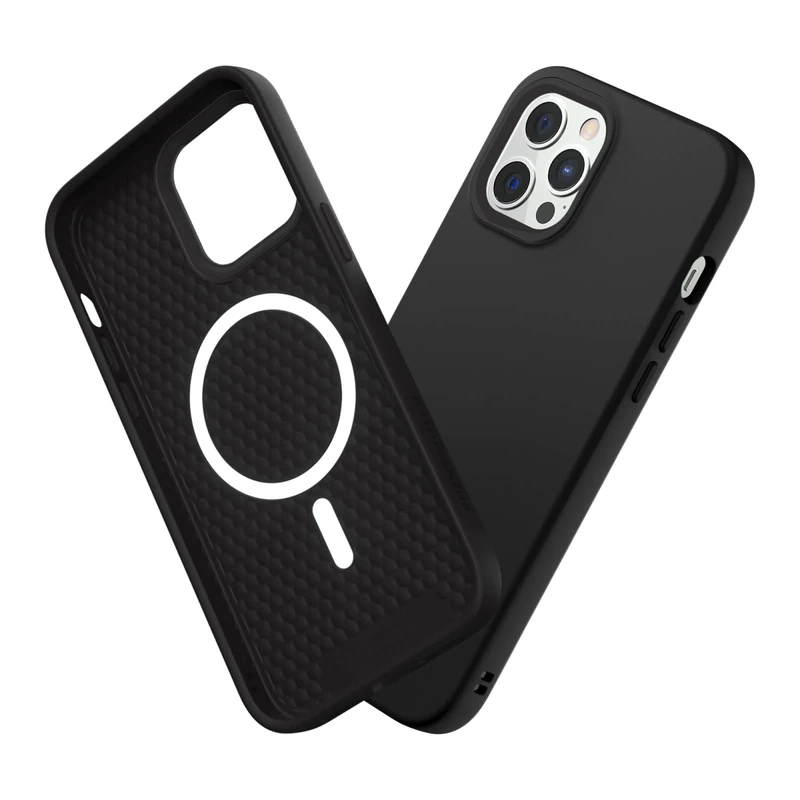 RHINOSHIELD SolidSuit Case Compatible with Magsafe for [iPhone 12/12 Pro] | Shock Absorbent Slim Design Protective Cover with Premium Matte Finish 3.5M / 11ft Drop Protection - Classic Black