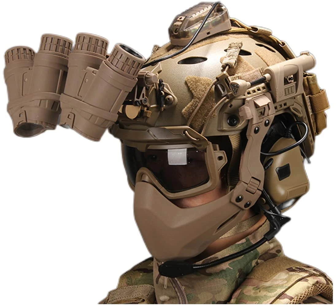 REMEK Airsoft Paintball Tactical Helmet, PJ Type Fast Helmet Set With Removable Full Face Mask And Goggles/Night Vision Model NVG Model Military Gear Sets
