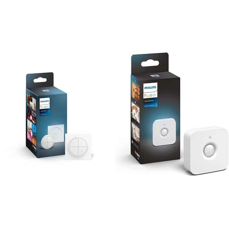 Philips Hue Tap Dial Switch [White] Easy Smart Lighting Control. Indoor Home Lighting Automation, Set Scenes, Ambiance and Dimming. & Indoor Motion Sensor with Wireless Control. - Image 1