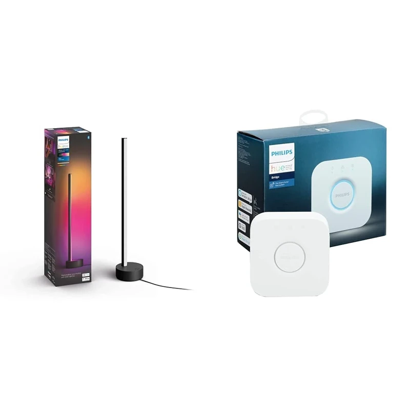 Philips Hue Signe White and Colour Ambiance Gradient Table Lamp [Black] Smart Lighting with Bluetooth. Works with Alexa, Google Assistant and Apple Homekit. & Bridge. Smart Home Automation Works