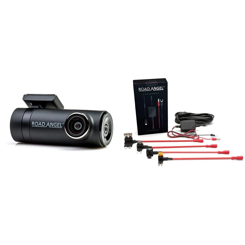 Road Angel Halo Drive Dash Cam, 2K 1440p 140° Camera, with Super Night View & HWK5V 5V Dash Cam Hard Wiring Kit, For Halo Go & Halo Drive Dash Cams, Black