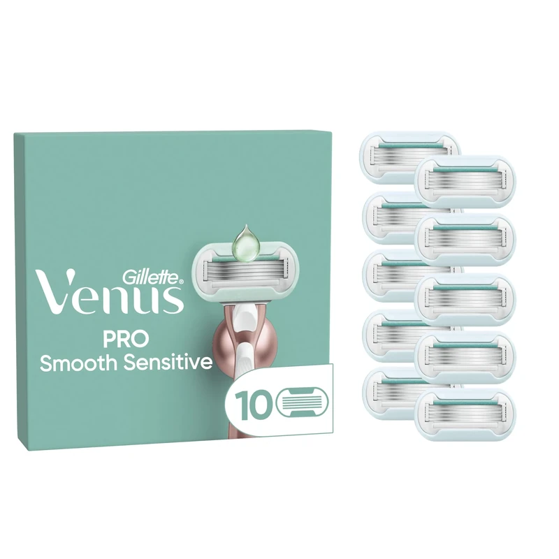 Gillette Venus Pro Smooth Sensitive Women's Razor Blade Refills, Pack of 10, 5 blades for a longer-lasting smooth shave