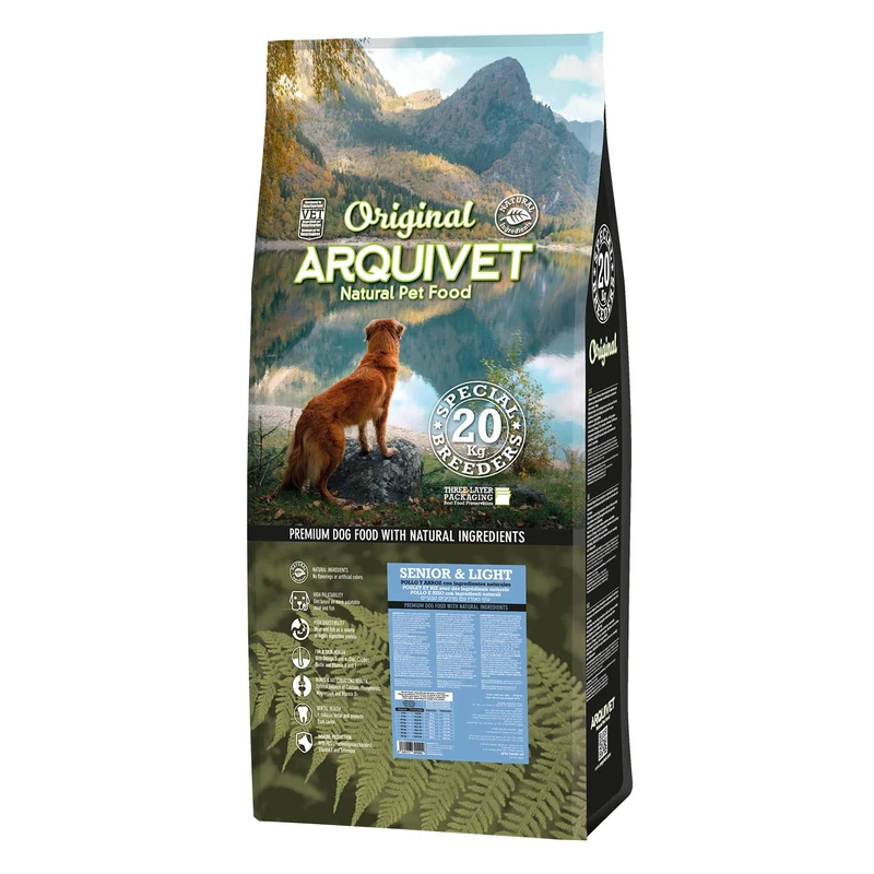 Arquivet - Original - Senior & Light - Chicken & Rice - 20 kg - Complete dry food for Adult dogs