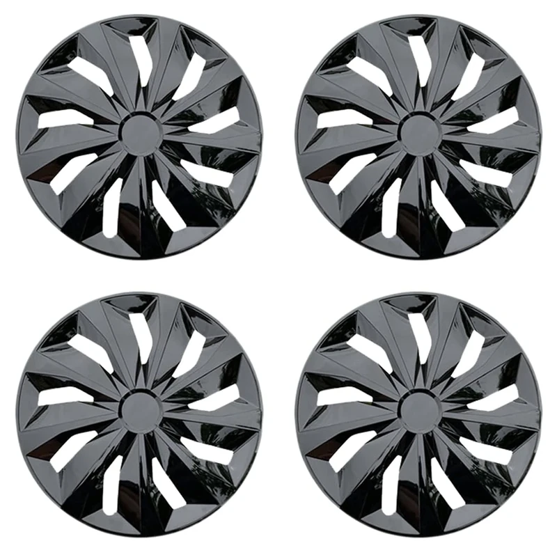 Aiqiying Universal 14" Iron Hub Cap Wheel Cover Set of 4 - Black ABS Material