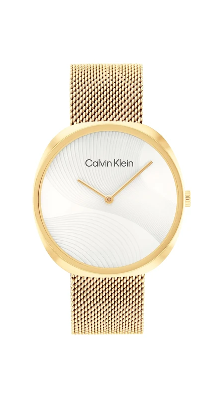 Calvin Klein Analogue Quartz Watch for Women Sculpt Collection with Gold Colored Stainless Steel Mesh Bracelet - 25200246