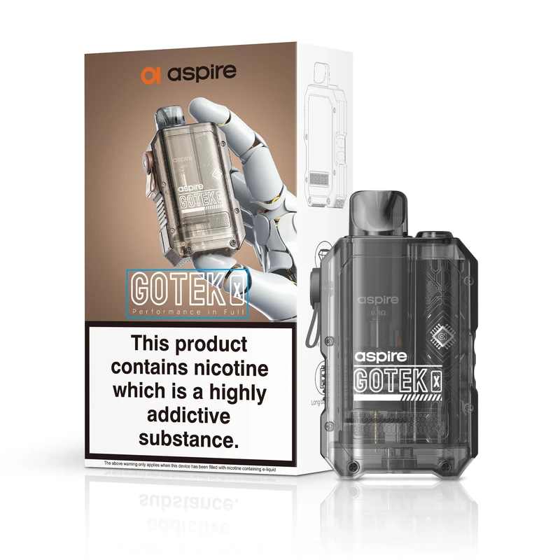 Aspire Gotek X Vaping Kit, Compact, Stylish Design, 650mAh Battery, 2mL Refillable Pod, Adjustable Airflow, Nic Salt Compatible, Beginner-Friendly, E Cigarette, E Cig, No Nicotine (Black)