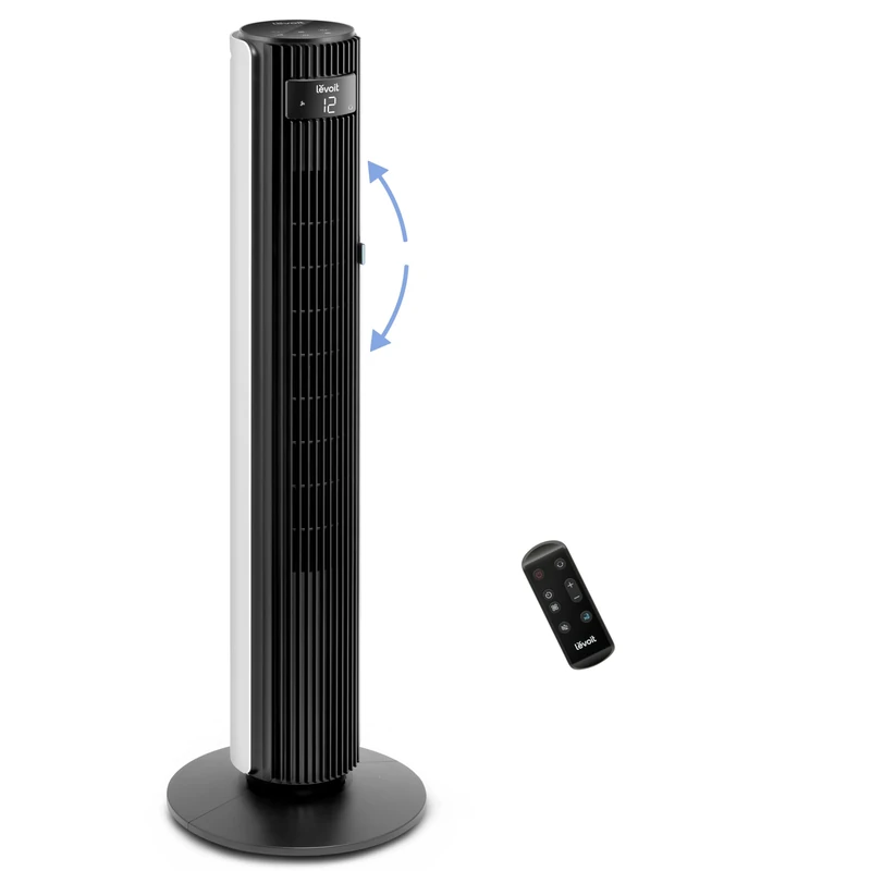 LEVOIT 25dB Silent Tower Fan for Large Bedroom 42 Inch, 7.9m/s Powerful Velocity, 23W Low Energy, Adjustable 60° Up-down Wind & 90° Oscillating Bladeless Fan with Remote 12 Speeds 4 Modes 12H Timer