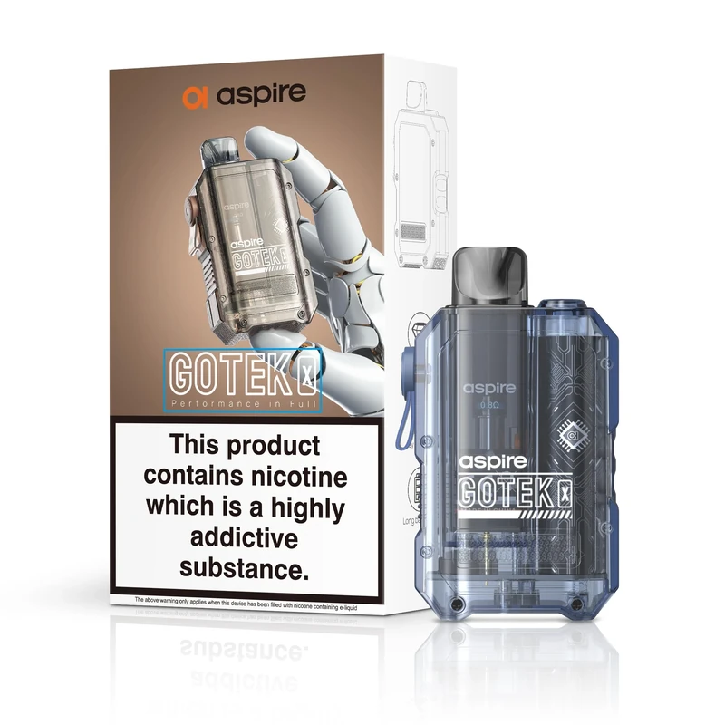 Aspire Gotek X Vaping Kit, Compact, Stylish, 2mL Refillable Pod, Nic Salt Compatible, User Friendly, All Day Usage, E Cigarettes, E Cig, Aspire Vaping, Starter Kit, No Nicotine (Royal Blue)
