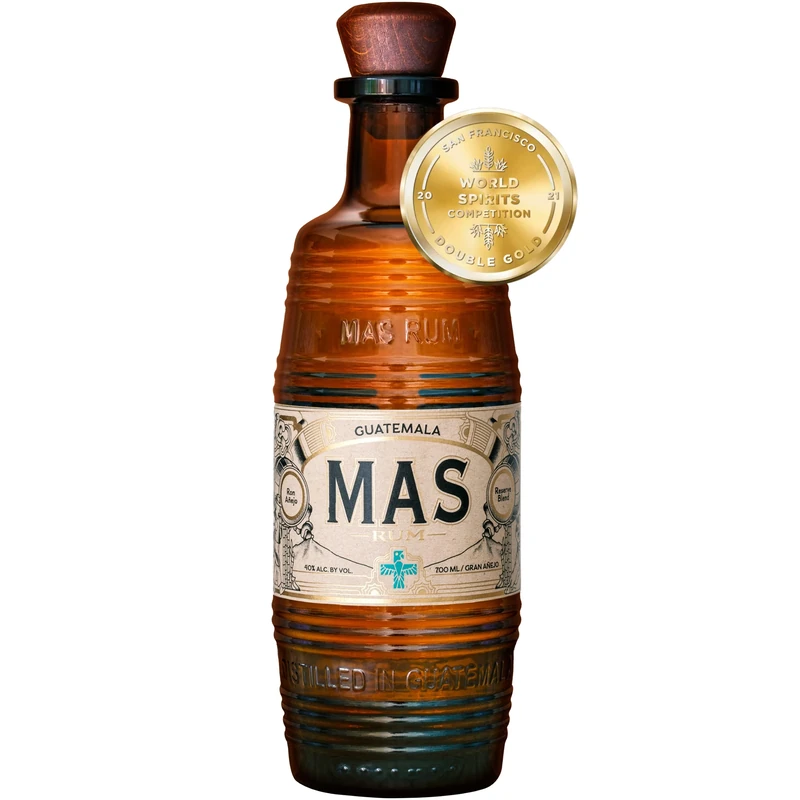 MAS Rum Gran Añejo (70cl) | Double Gold Award Winning Premium-Aged Guatemalan Dark Rum | Caramel & Cacao Notes | Smooth & Opulent | Manuka Tone | Perfect for Sipping & Making Cocktails | 40% ABV