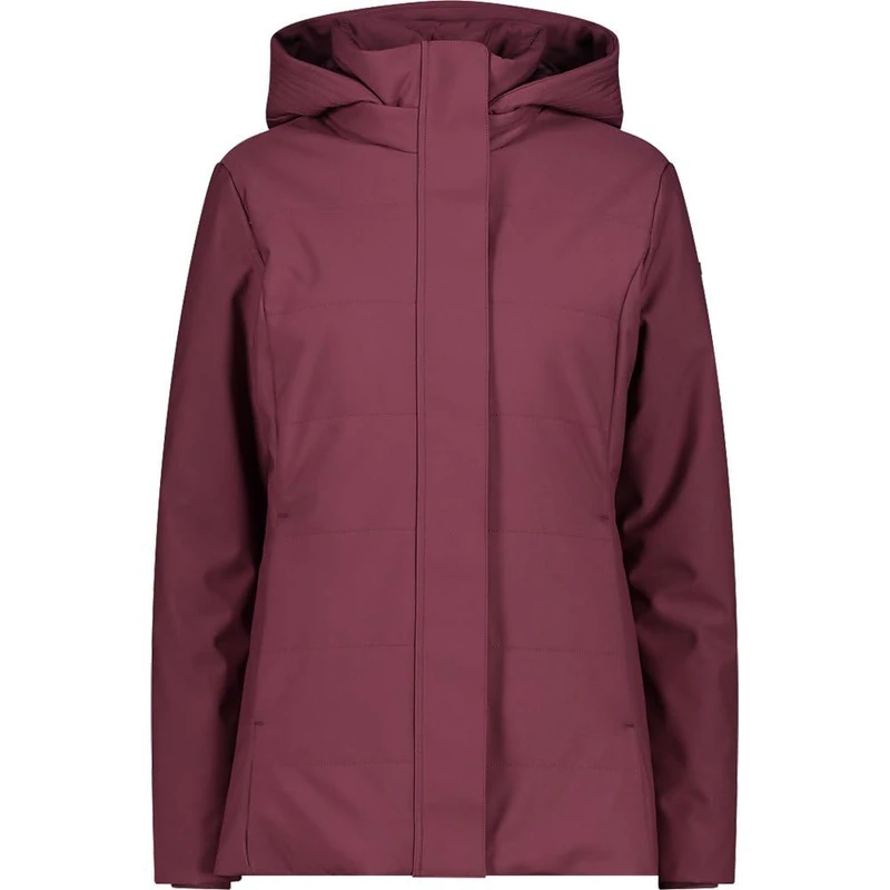 CMP - Woman Long Jacket Zip Hood, Burgundy, XXS