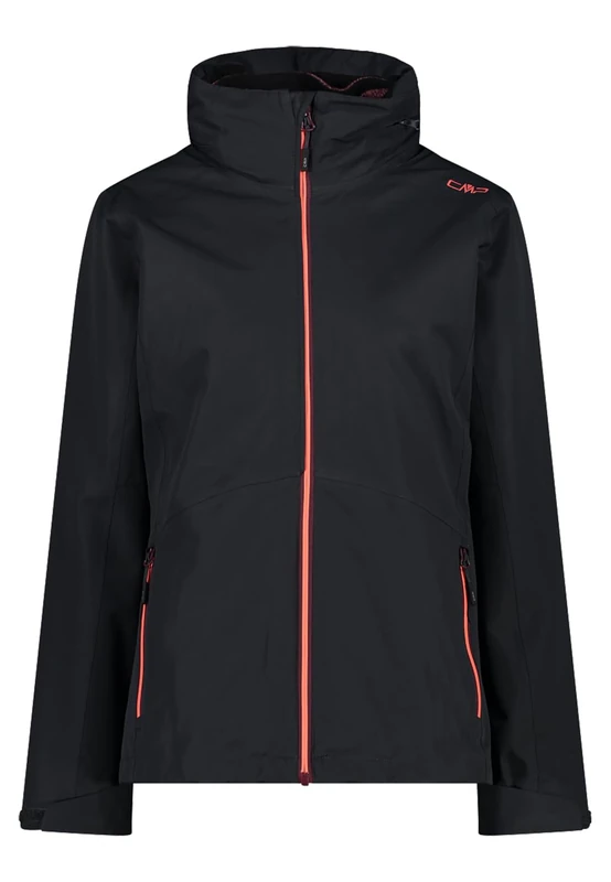 CMP - Woman Jacket Zip Hood Detachble Inn.Jacket, Anthracite-Burgundy, XXS