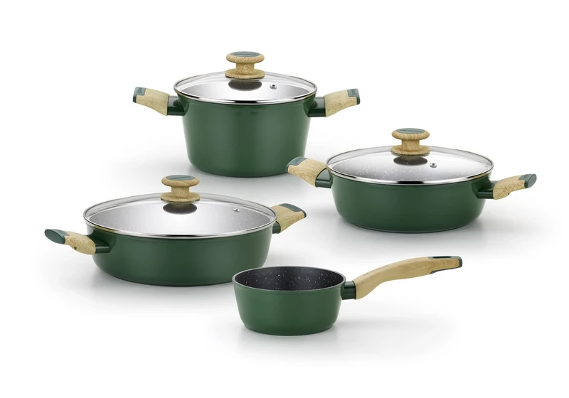 MONIX Amazonia – Battery 7 Pieces Forged Aluminium, Non-Stick, Reinforced with Titanium Without PFOA, Suitable for All Types of Cookers and Induction