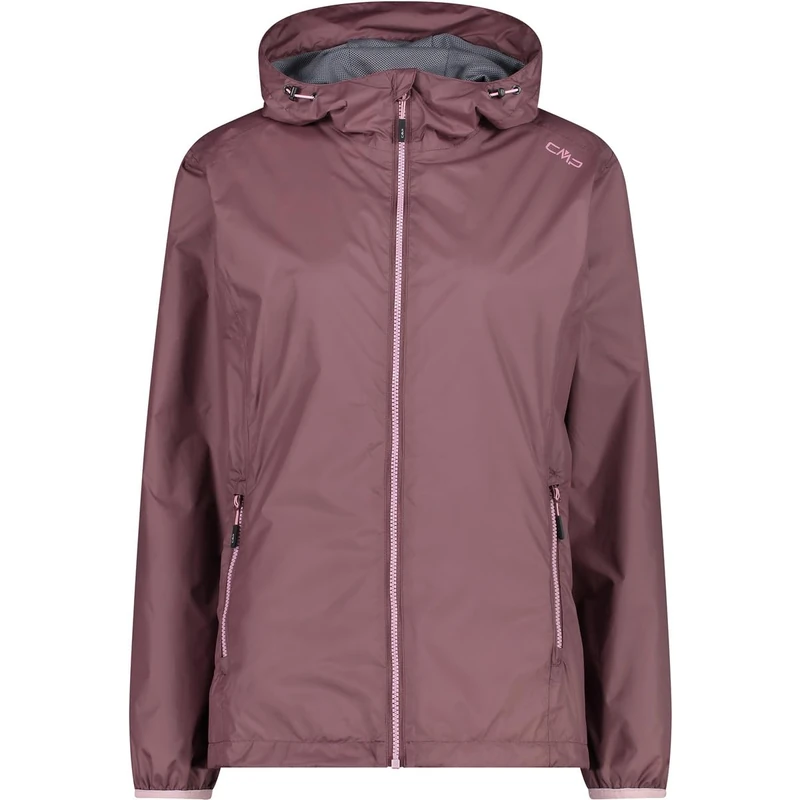 CMP - Woman Jacket Rain Fix Hood, Plum, L