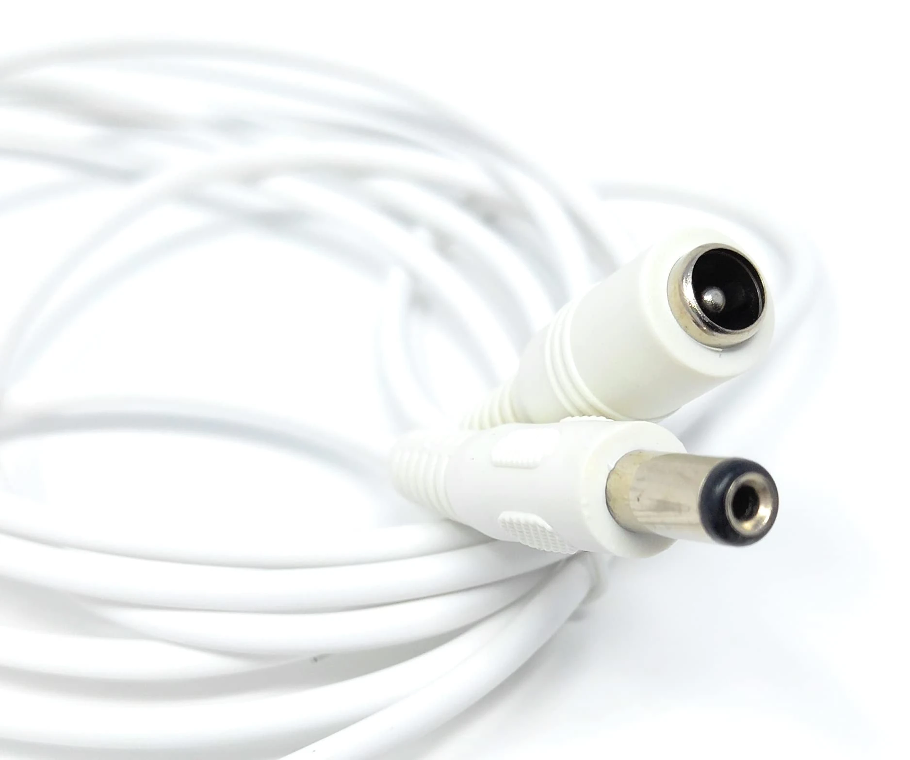 2m 5.5mm x 2.1mm DC Power Plug to Socket Male to Female CCTV LED Modem Router Music Instruments Extension Lead Cable 6.5ft White