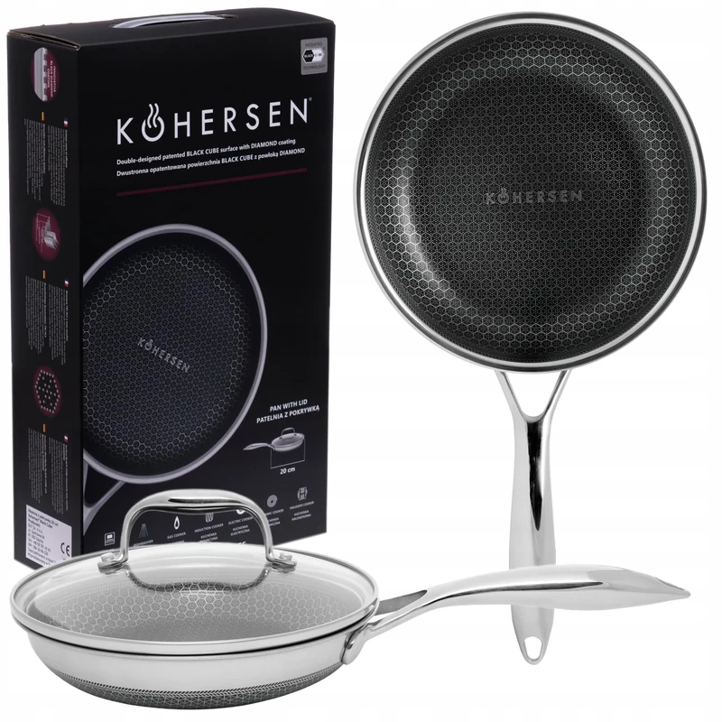 KOHERSEN Patelnia z pokrywką Black Cube 20cm
