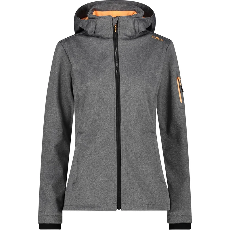 CMP - Woman Jacket Zip Hood, Black Mel.-Melon, S