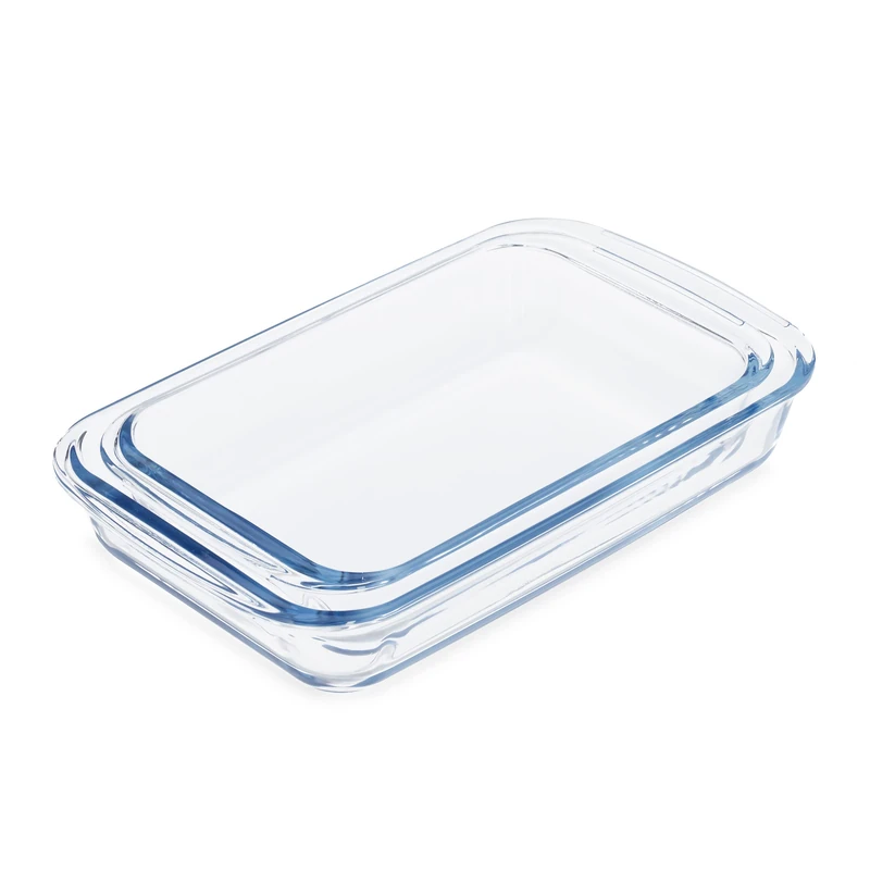 Relaxdays Set of Casserole Dishes in 2 Sizes, Rectangular, Lasagne, Roast, Tiramisu, Glass Oven Form, Dishwasher Safe