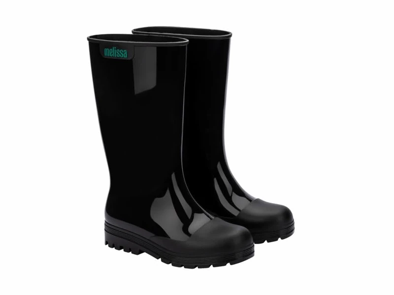 melissa Women's Welly Ad Rain Boot, Black/White, 4 UK