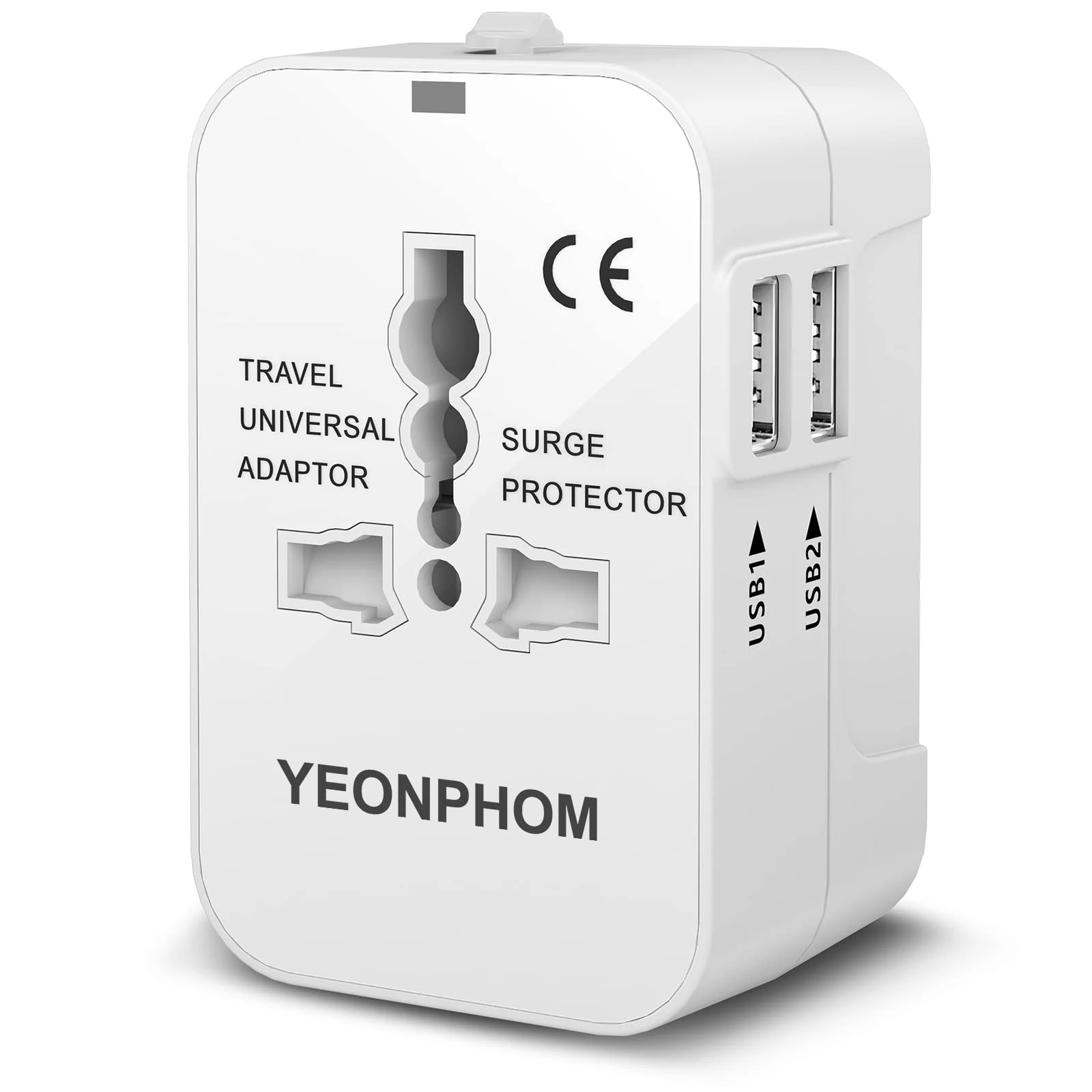 Universal Travel Adapter Worldwide, Travel Plug Adapter Worldwide Universal Travel Adaptor With 1AC Socket And Two USB Port, All In One International Travel Adaptor for USA EU UK AUS