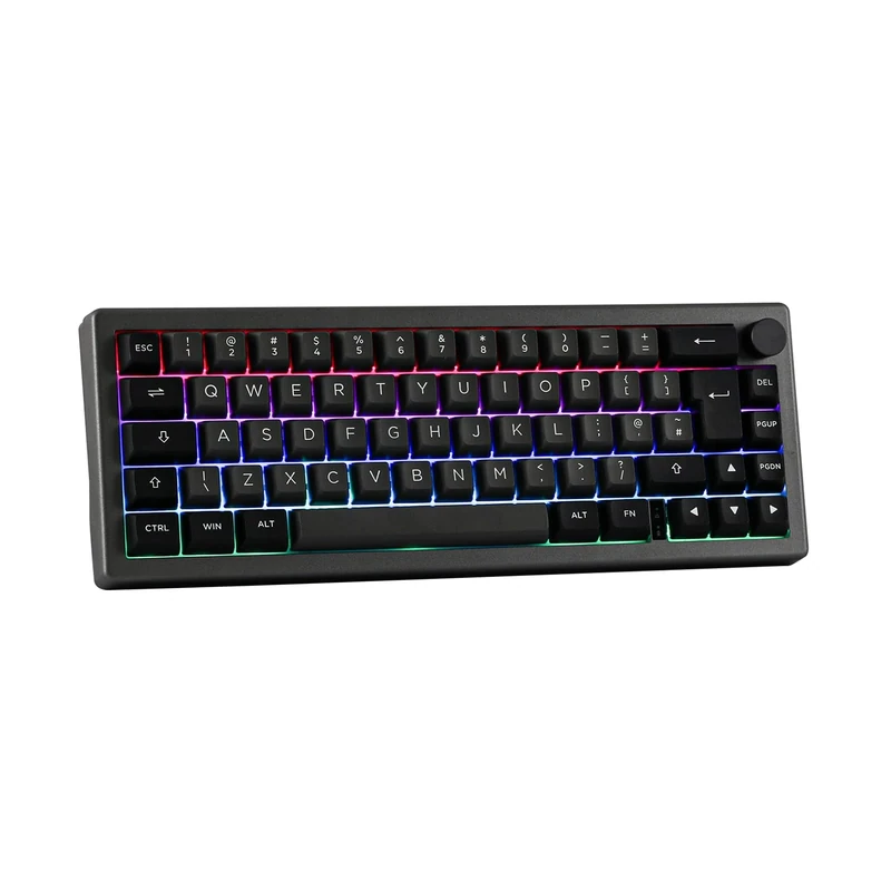 EPOMAKER EK68 (UK-ISO) Wireless Mechanical Keyboard, Knob, Lubed Switch, PBT Keycap, Gasket, Bluetooth/2.4Ghz/USB, RGB Backlit, Mac/PC Programmable Software (Black Silver, Flamingo Switch)