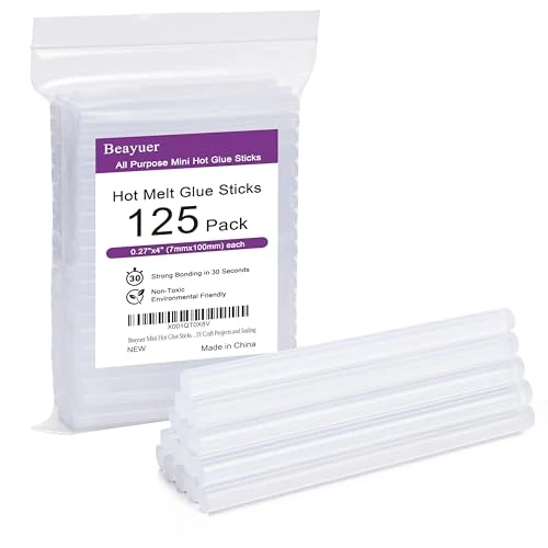Beayuer Mini Hot Glue Sticks 7mm x 100mm 125 Pack for Most Small Melt Glue Gun Clear Adhesive Sticks Perfect for DIY Craft Projects and Sealing