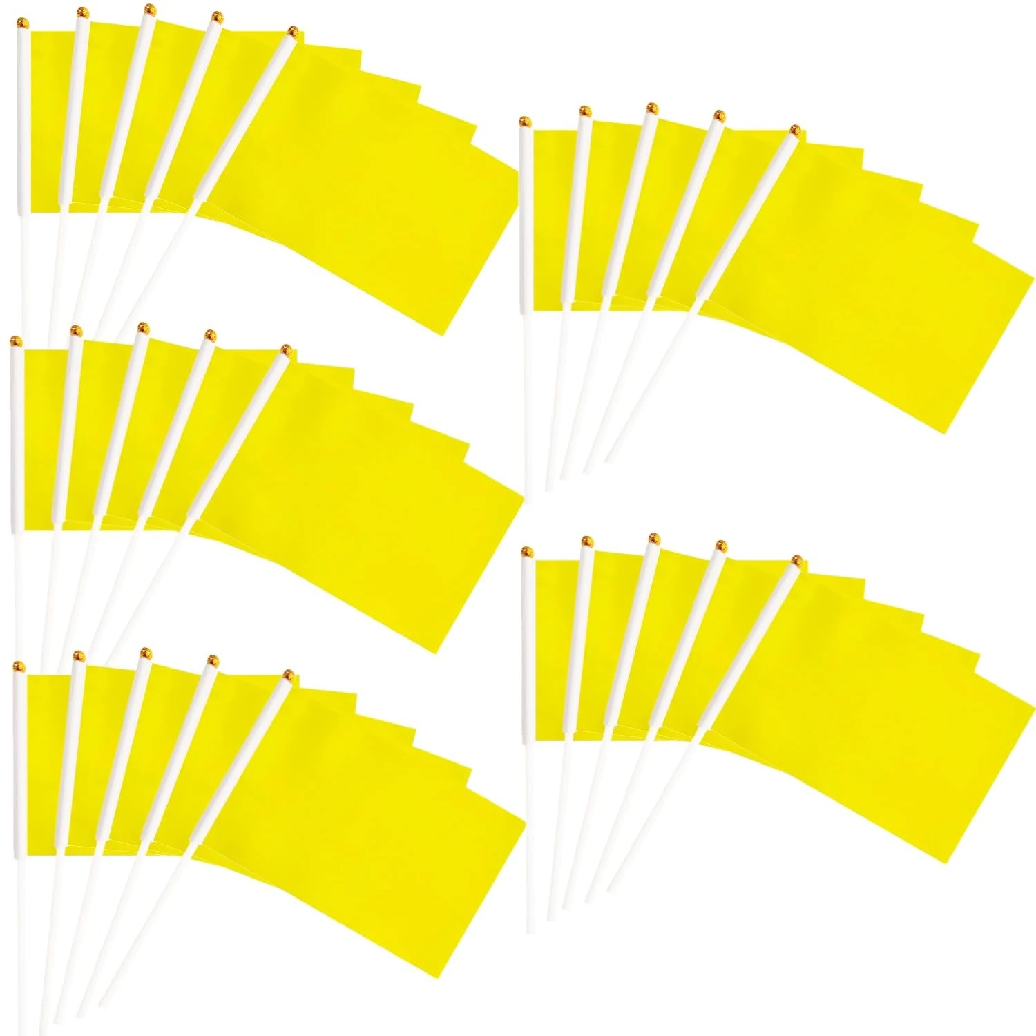 50 Packs Plain Yellow Hand-hold Mini Flag Solid Color DIY Graffiti Banner Referee Flag Party Parade Celebration Sports Kindergarten School Events Festival Outdoor Decoration 14*21cm/5.5*8.2in