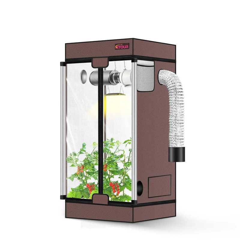 ATOUR 2x2 Grow Tent, 24"x24"x48''High Reflective Mylar 1680D Hydroponic Grow Tents, Waterproof Grow Tent with Double Cleart Observation Door and Floor Tray, for Indoor Plant Growing
