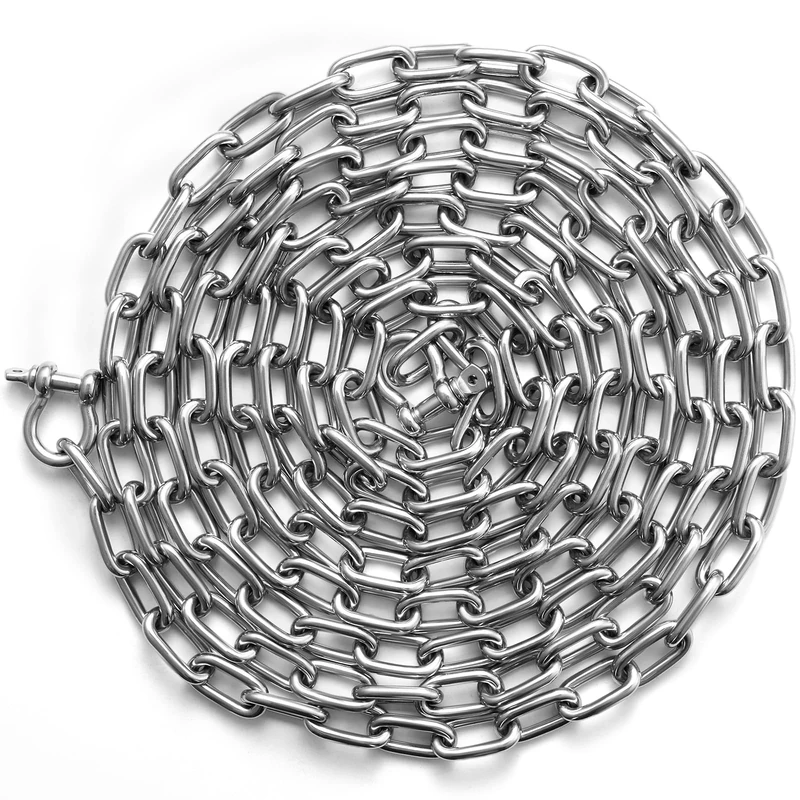 VEVOR Anchor Chain, 20' x 5/16" 316 Stainless Steel Chain, 3/8" Anchor Chain Shackle, 7120lbs Anchor Lead Chain Breaking Load, 9460lbs Anchor Chain Shackle Breaking Load, Anchor Chain for Small Boat