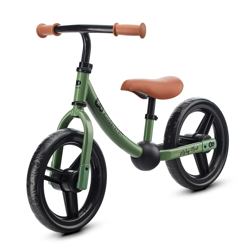 Kinderkraft 2WAY Next Balance Bike, Kids First Bicycle, No Pedals, 12 inches Wheels, with Ajustable Seat, Accessories, Bag, Bell, for Toddlers, from 2 Years Old to 35 kg, Green