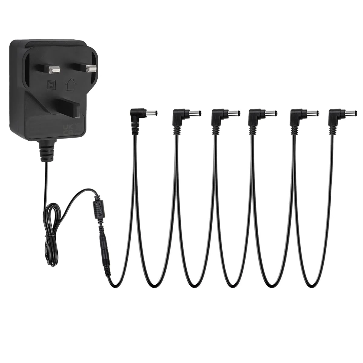 STRICH Guitar Pedal Power Supply Adapter 9V DC 1A Tip Negative, 6 Way Daisy Chain Cables, Power Adapter for Guitar Pedal Bass Effect Pedal Board, SPA-10
