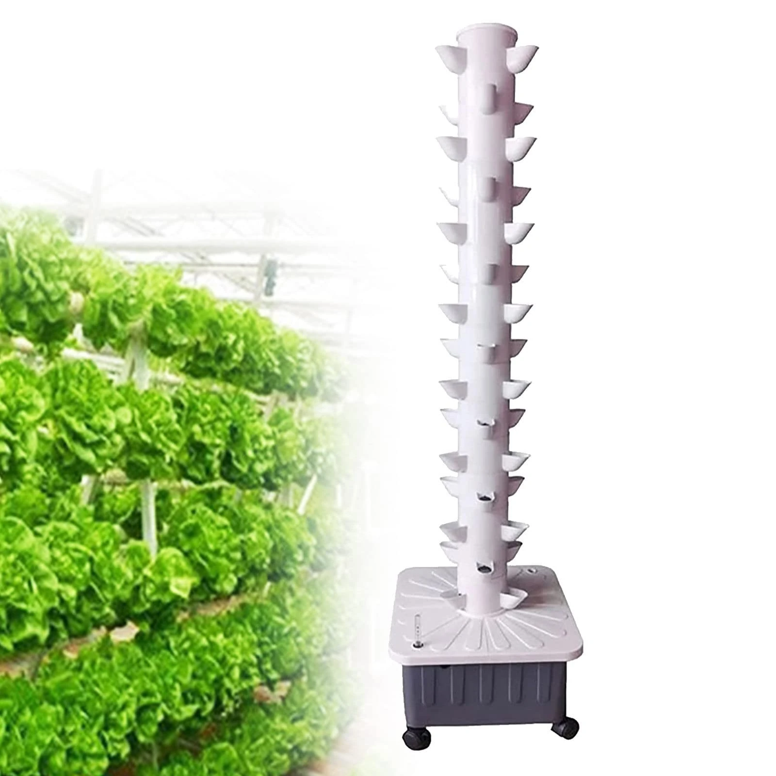 BEESOM 15 Floors 45 Holes Hydroponics Tower Set Hydroponic Growing System, Hydroponic Growing Kit, Aquaponics Growing System, Hydroponics Vertical Growing System